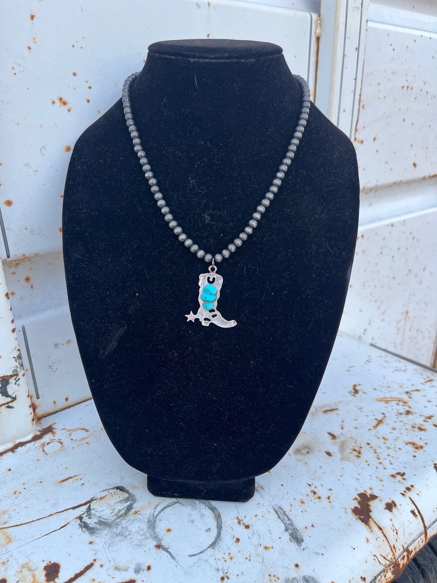 Silver Boot Necklace