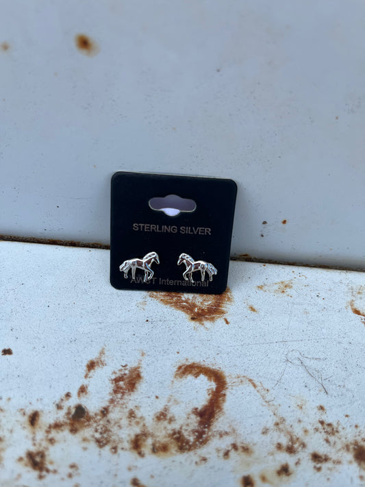 Sterling Silver Horse Earrings