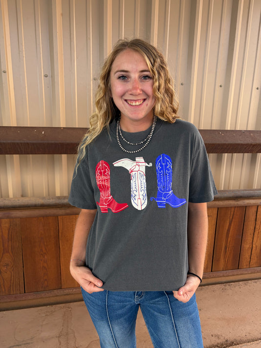 Red, White, and Boots Tee