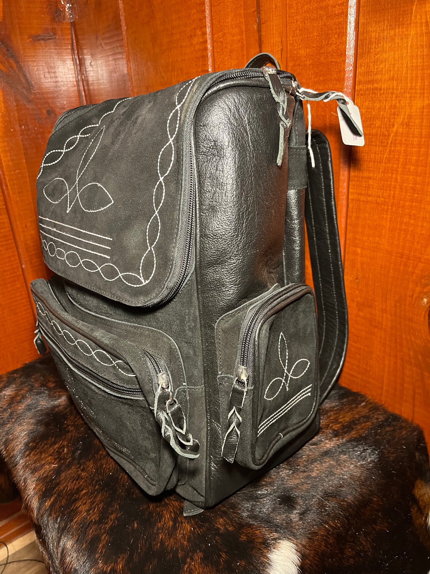 Black Boot Stitch Backpack