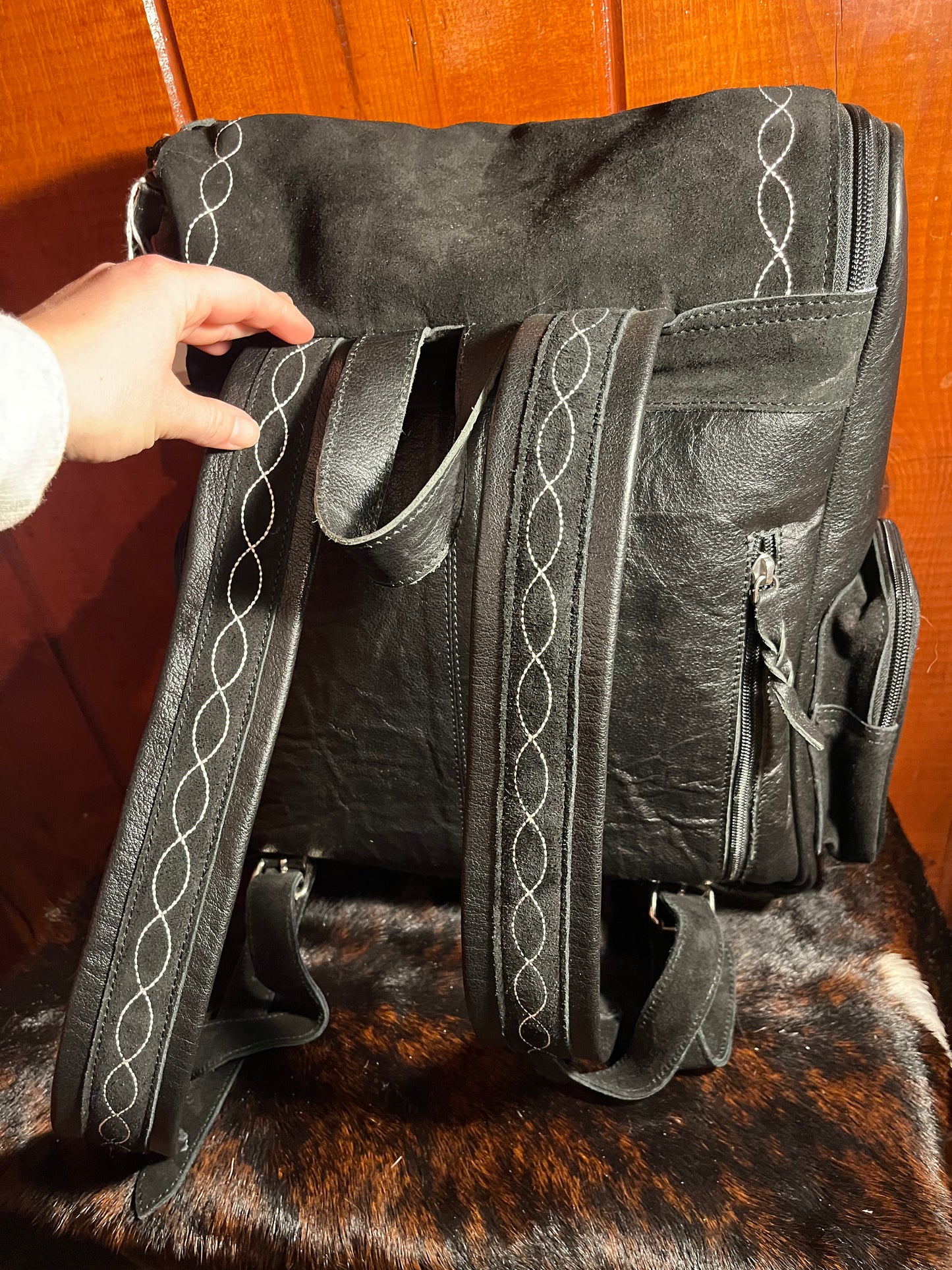 Black Boot Stitch Backpack