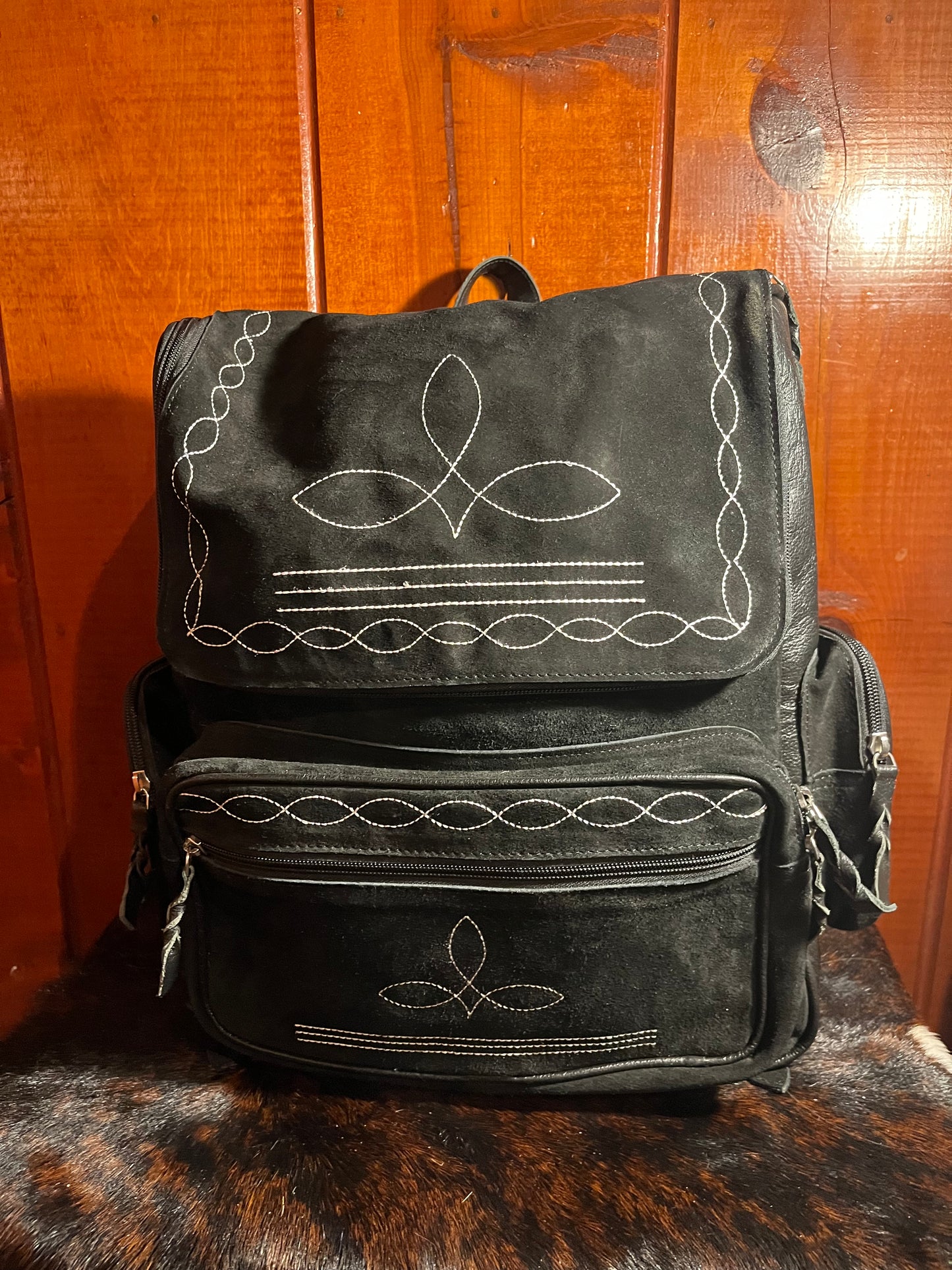 Black Boot Stitch Backpack