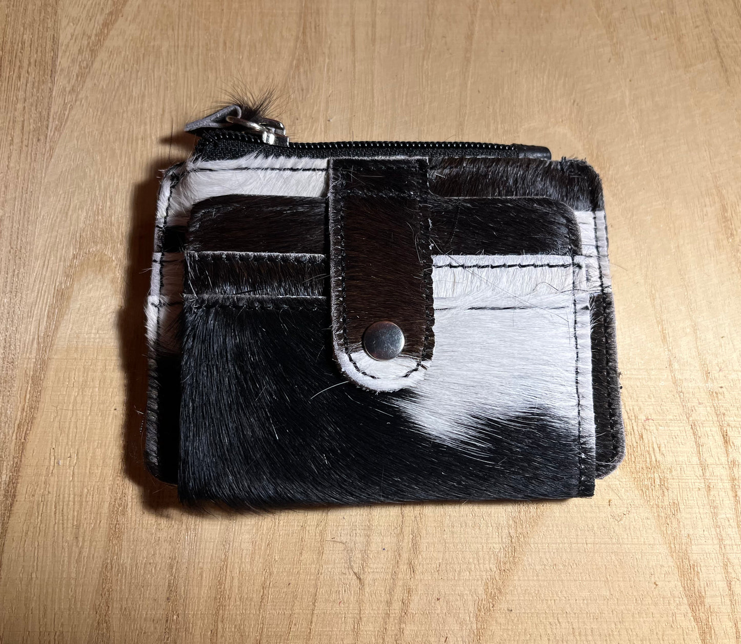 Cowhide Wallet w/ Zipper Coin Pouch