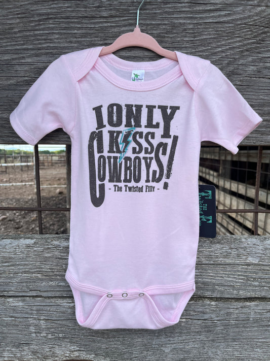 I Only Kiss Cowboys Onesie (Pink)