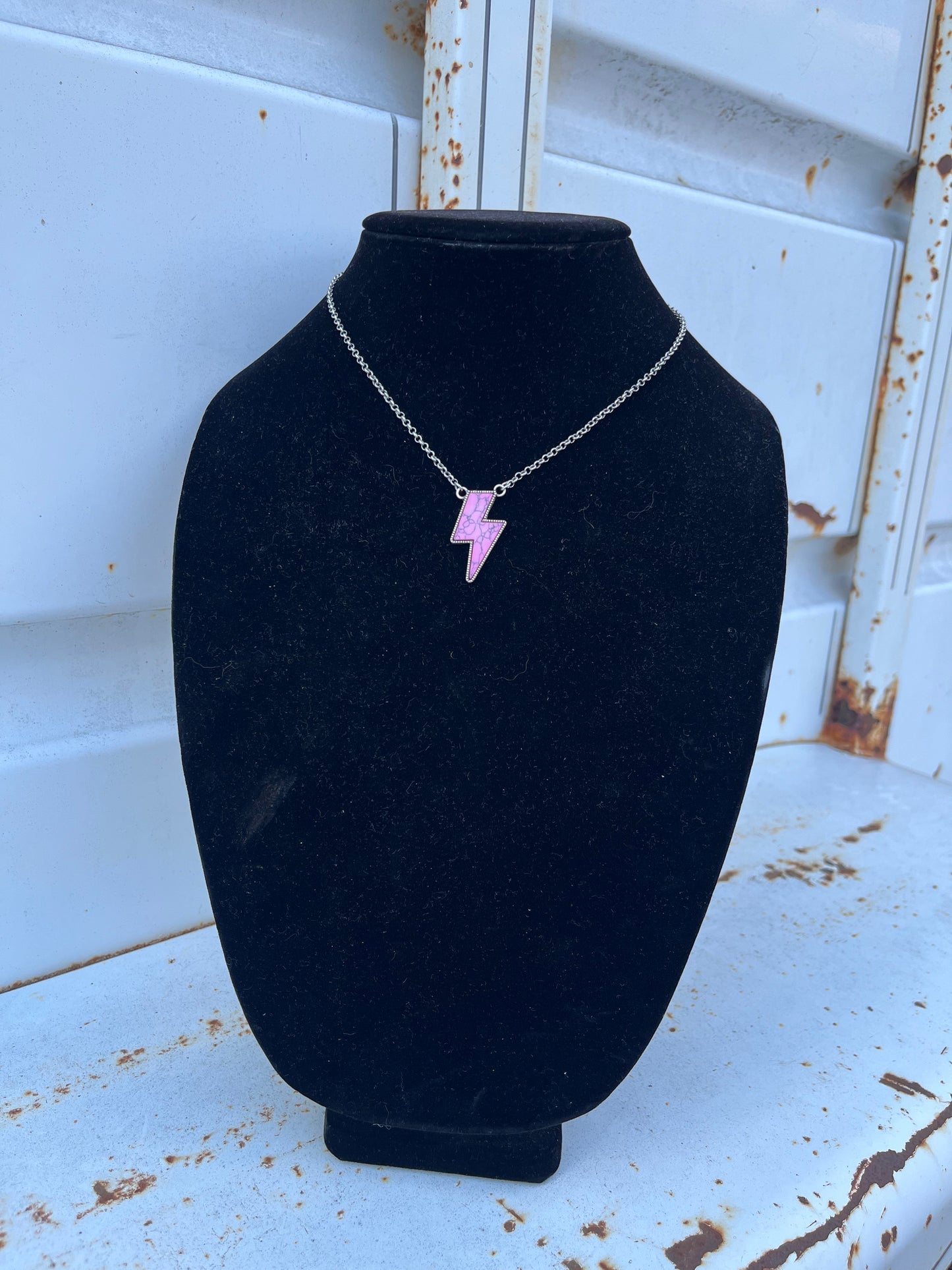 Light Pink Lightning Bolt Necklace