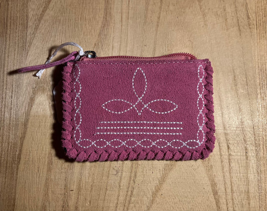 Pink Boot Stitch Coin Purse