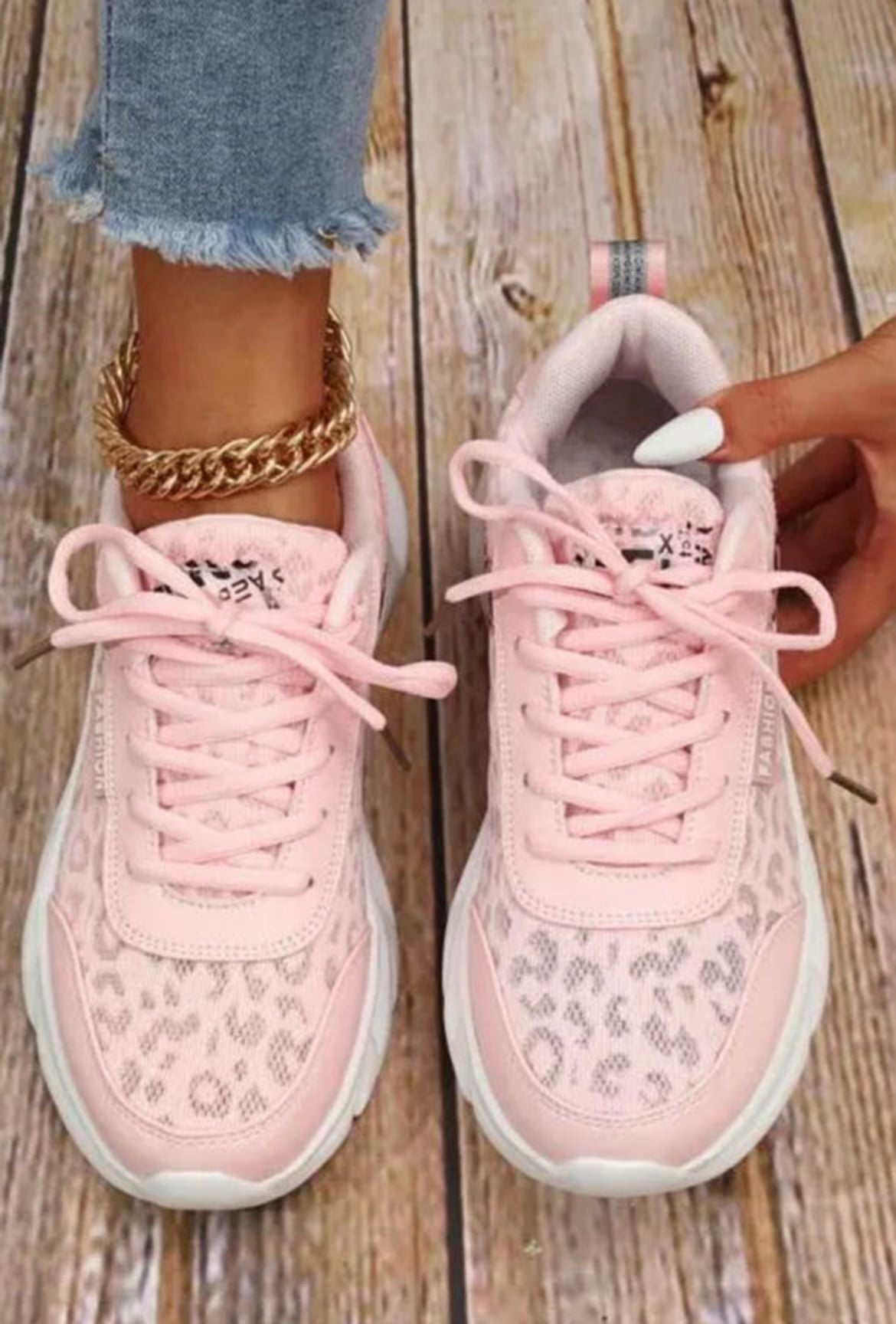 Pink Cheetah Tennis Shoes