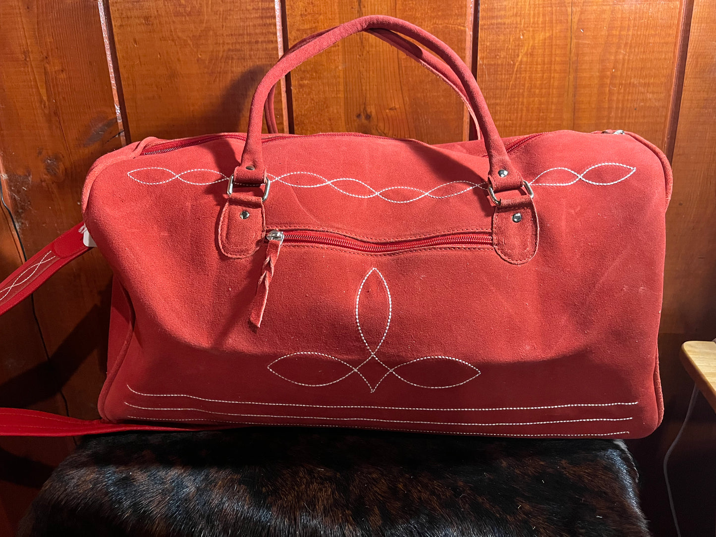 Red Boot Stitch Duffle Bag