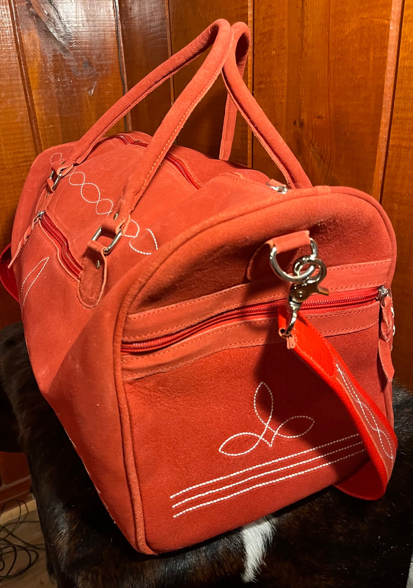 Red Boot Stitch Duffle Bag