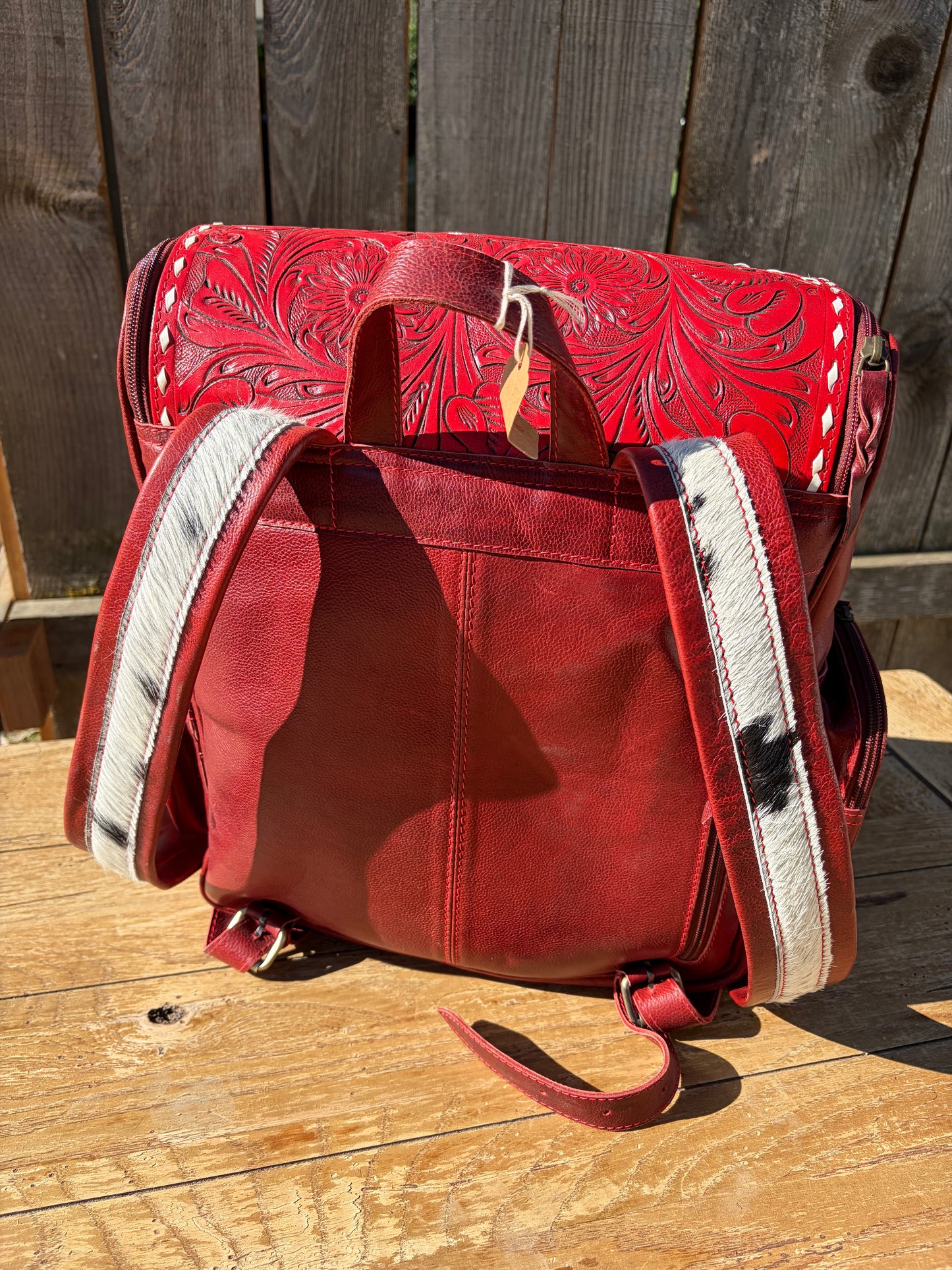 Red Tooled Backpack