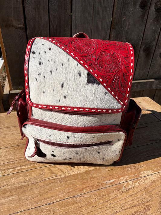 Red Tooled Backpack