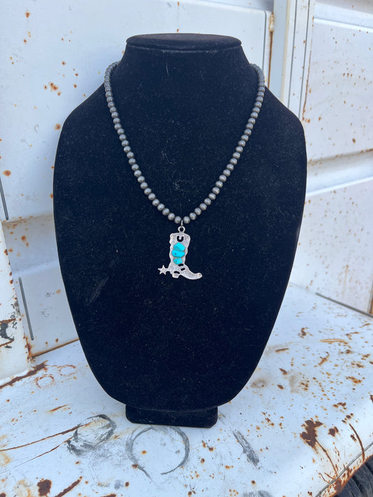 Silver Boot Necklace
