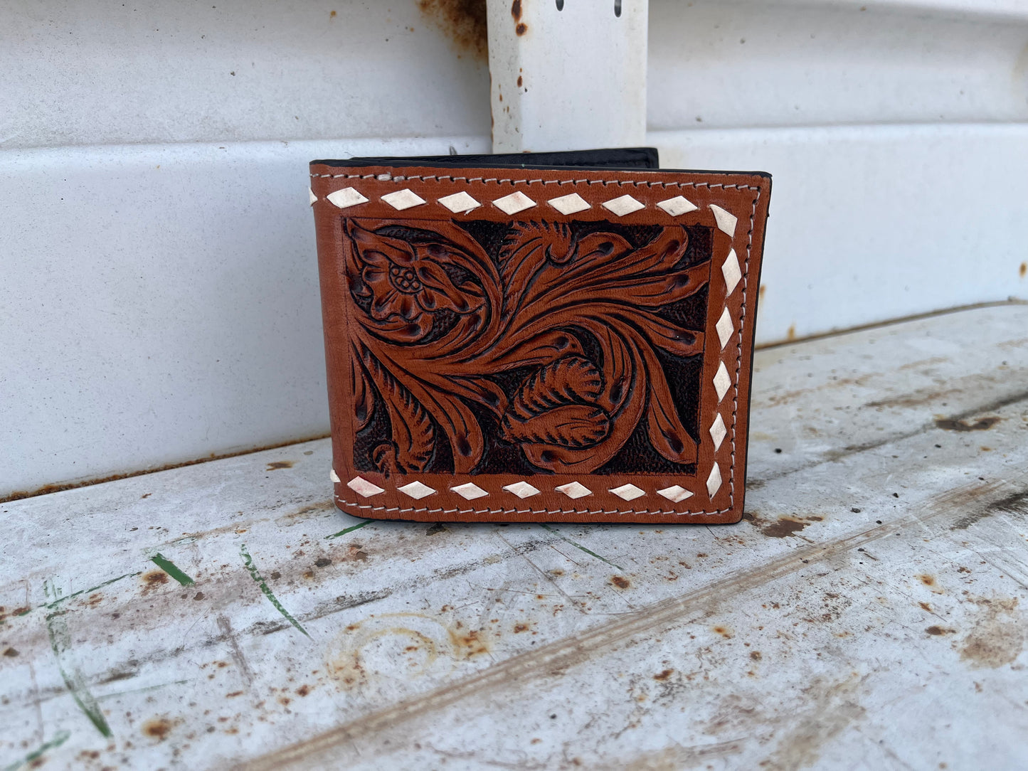Beaded/Tooled Leather Wallet