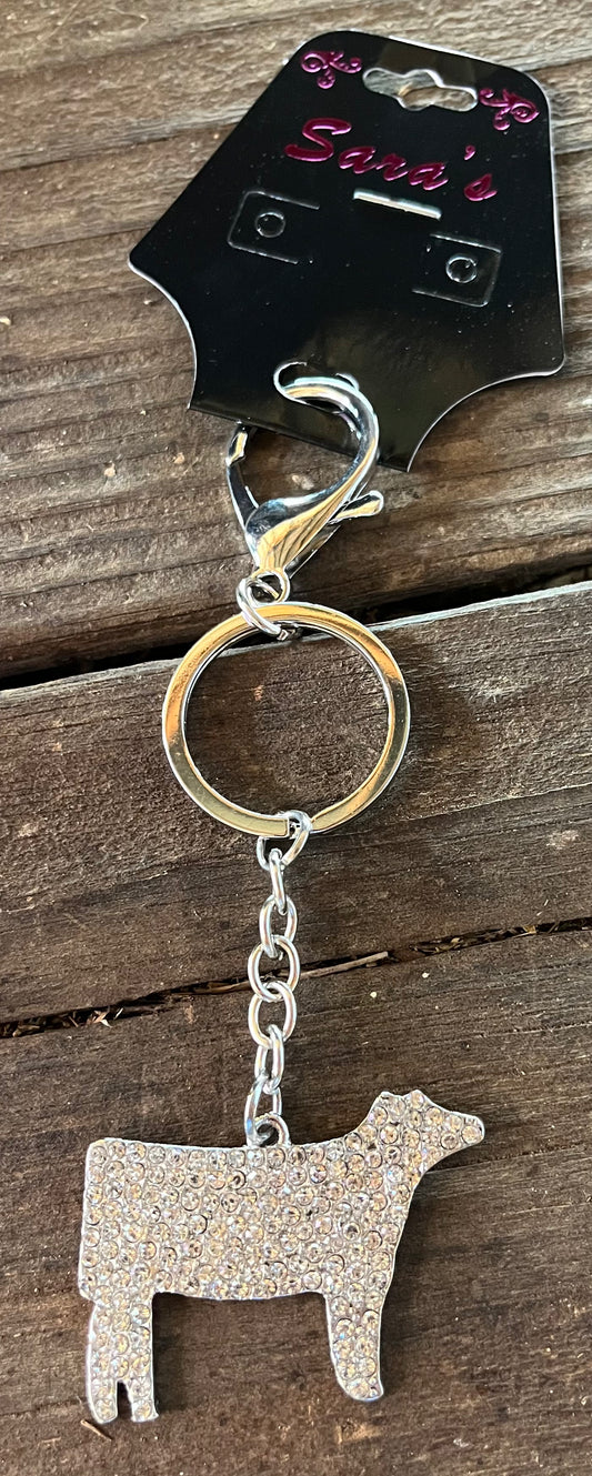 Sparkly Cattle Keychain