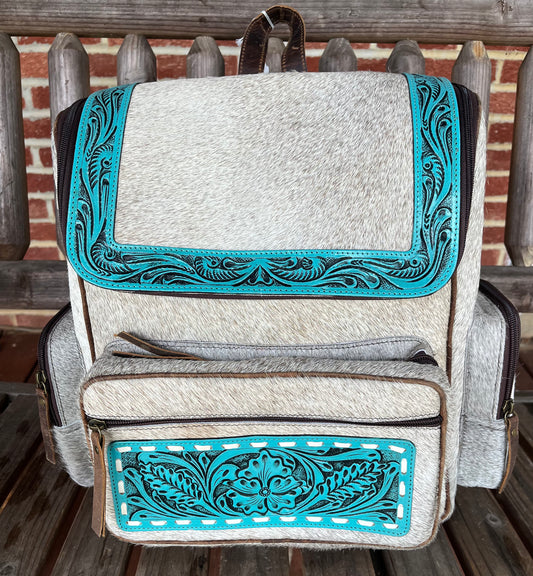 Turquoise Tooled Backpack