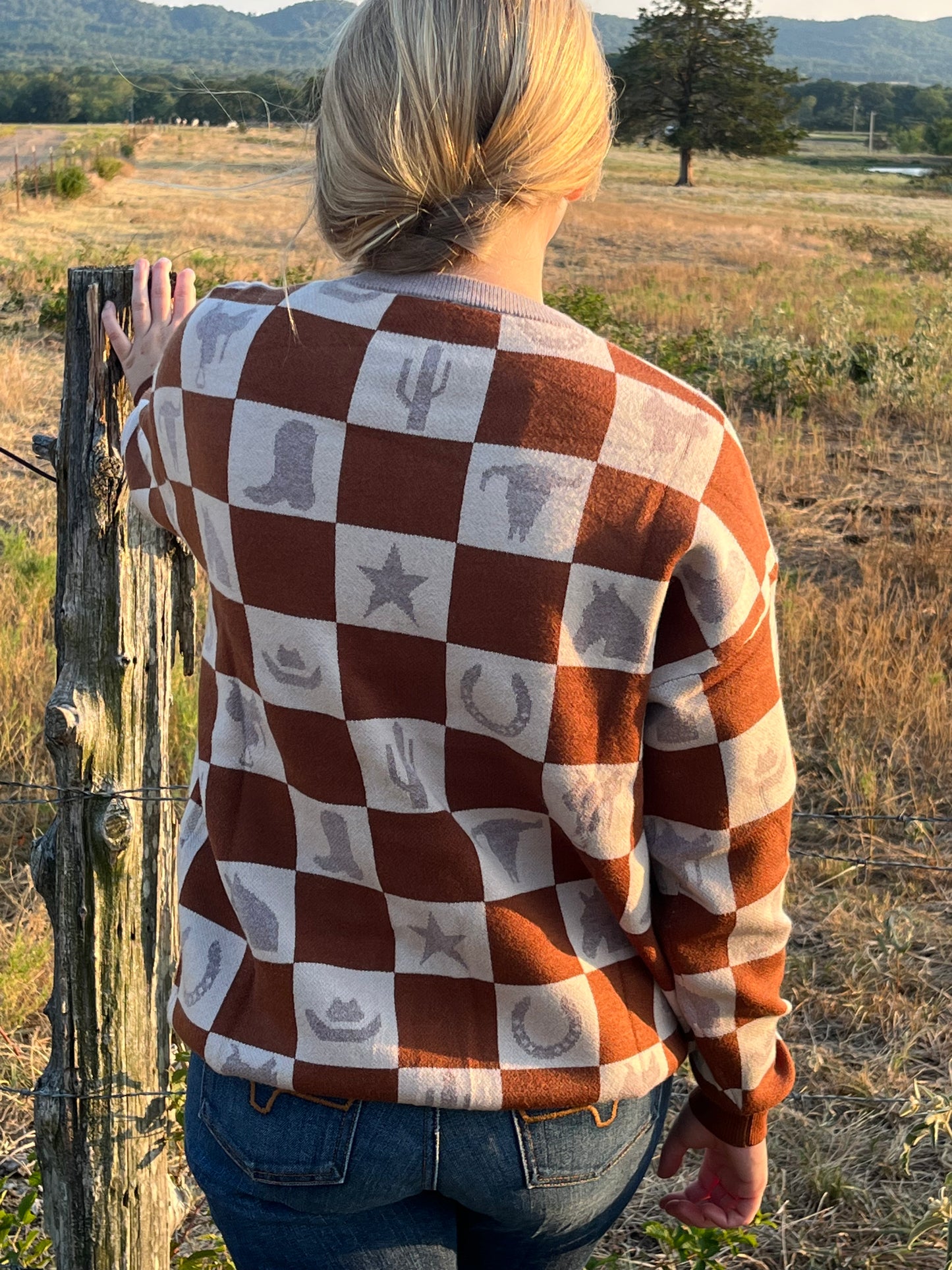 Western Checkmate Sweater